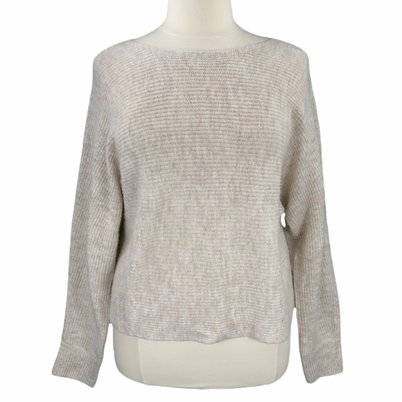 Leith Beige Dolman Sleeve Boatneck Knit Sweater